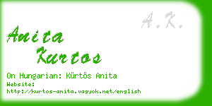 anita kurtos business card